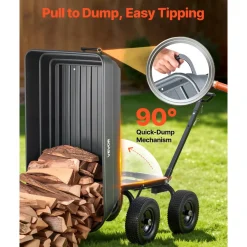 VEVOR Garden Dump Cart, 1200 lbs Poly Dump Cart, 7 Cu. Ft. Garden Carts Dumps Wagon with 2-in-1 Convertible Handle, 90° Quick-Dumps Mechanism, 180° Swivel Wheels, Yard Wagon for Plants, Soil, Crops