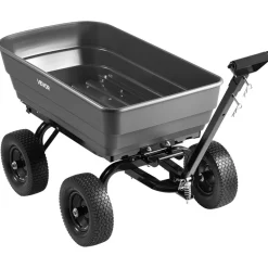 VEVOR Garden Dump Cart, 1200 lbs Poly Dump Cart, 7 Cu. Ft. Garden Carts Dumps Wagon with 2-in-1 Convertible Handle, 90° Quick-Dumps Mechanism, 180° Swivel Wheels, Yard Wagon for Plants, Soil, Crops