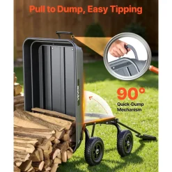 VEVOR Garden Dump Cart, 400 lbs Poly Dump Cart, Garden Carts Dumps Wagon with 90° Quick-Dumps Mechanism, 180° Swivel Wheels, 270° Flexible Rotating Bearings, Yard Wagon for Plants, Soil, Crops