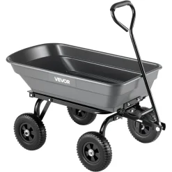 VEVOR Garden Dump Cart, 400 lbs Poly Dump Cart, Garden Carts Dumps Wagon with 90° Quick-Dumps Mechanism, 180° Swivel Wheels, 270° Flexible Rotating Bearings, Yard Wagon for Plants, Soil, Crops