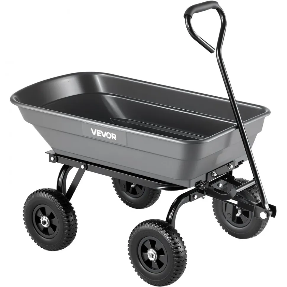 VEVOR Garden Dump Cart, 400 lbs Poly Dump Cart, Garden Carts Dumps Wagon with 90° Quick-Dumps Mechanism, 180° Swivel Wheels, 270° Flexible Rotating Bearings, Yard Wagon for Plants, Soil, Crops