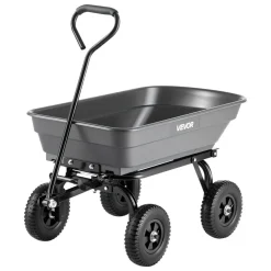 VEVOR Garden Dump Cart, 400 lbs Poly Dump Cart, Garden Carts Dumps Wagon with 90° Quick-Dumps Mechanism, 180° Swivel Wheels, 270° Flexible Rotating Bearings, Yard Wagon for Plants, Soil, Crops