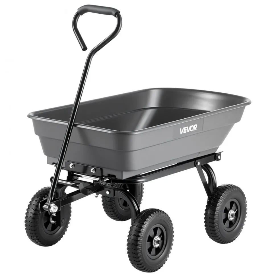VEVOR Garden Dump Cart, 400 lbs Poly Dump Cart, Garden Carts Dumps Wagon with 90° Quick-Dumps Mechanism, 180° Swivel Wheels, 270° Flexible Rotating Bearings, Yard Wagon for Plants, Soil, Crops