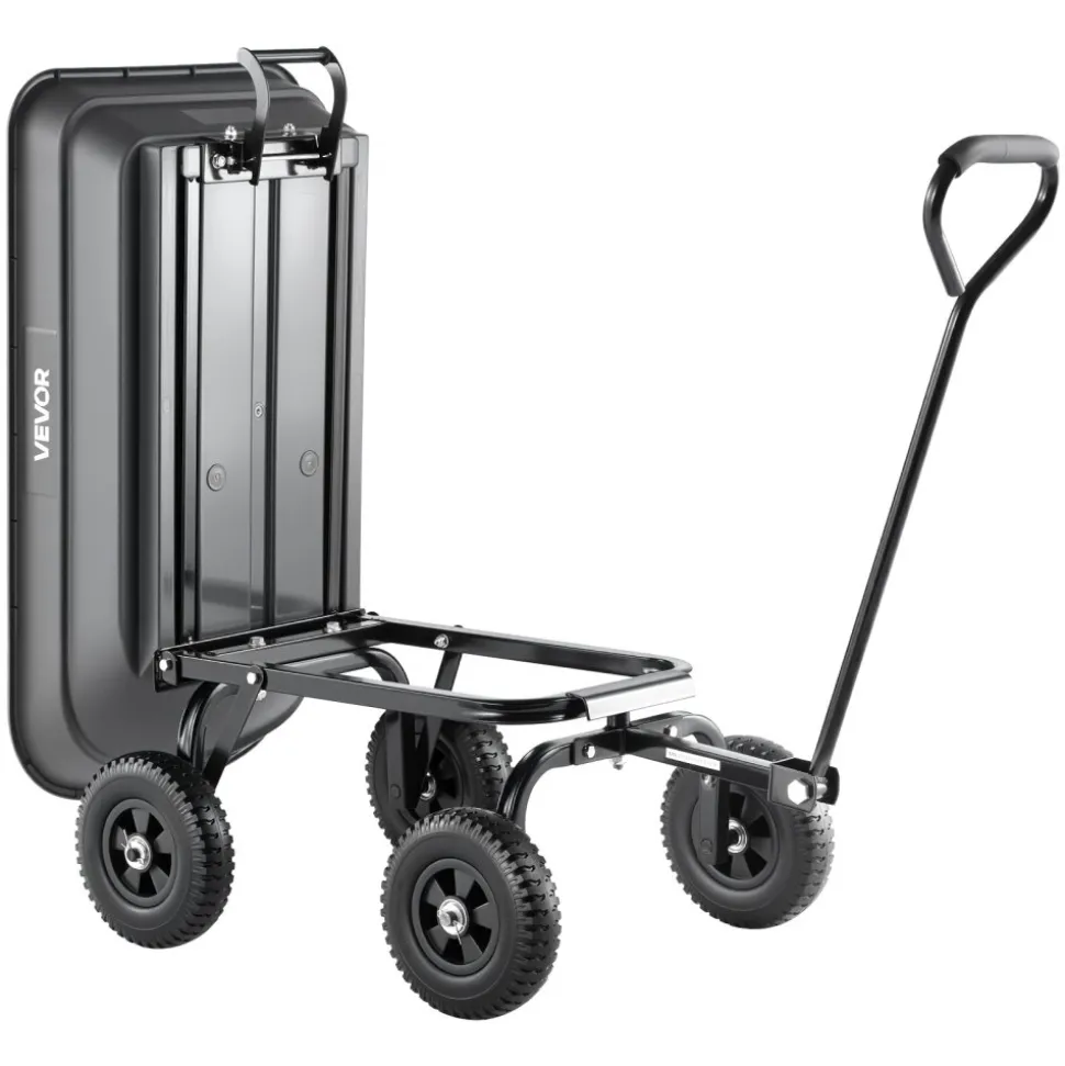 VEVOR Garden Dump Cart, 400 lbs Poly Dump Cart, Garden Carts Dumps Wagon with 90° Quick-Dumps Mechanism, 180° Swivel Wheels, 270° Flexible Rotating Bearings, Yard Wagon for Plants, Soil, Crops