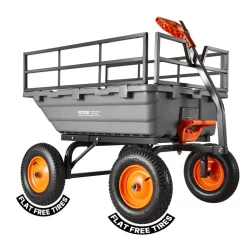 VEVOR Garden Dump Cart, 1500lbs Poly Dump Cart, 15 Cu. Ft. Garden Carts Dumps Wagon with 2-in-1 Convertible Handle, 90° Quick-Dumps Mechanism, Adjustable Handle, Yard Wagon for Plants, Soil, Crops