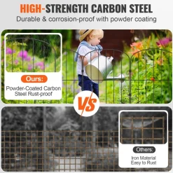 VEVOR Garden Fence, 24in(H) x11ft(L) Animal Barrier Fence, Underground Decorative Garden Fencing with 2 Inch Spike Spacing, Metal Dog Fence for the Yard and Outdoor Patio, 10 Pack