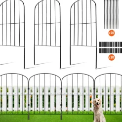 VEVOR Garden Fence, 24in(H) x11ft(L) Animal Barrier Fence, Underground Decorative Garden Fencing with 2 Inch Spike Spacing, Metal Dog Fence for the Yard and Outdoor Patio, 10 Pack