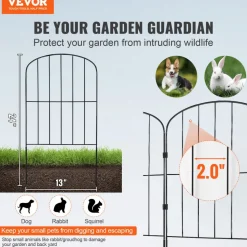 VEVOR Garden Fence, 24in(H) x30ft(L) Animal Barrier Fence, Underground Decorative Garden Fencing with 2 Inch Spike Spacing, Metal Dog Fence for the Yard and Outdoor Patio, 28 Pack