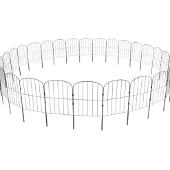 VEVOR Garden Fence, 24in(H) x30ft(L) Animal Barrier Fence, Underground Decorative Garden Fencing with 2 Inch Spike Spacing, Metal Dog Fence for the Yard and Outdoor Patio, 28 Pack