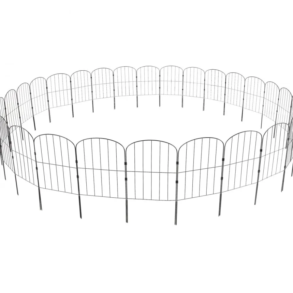 VEVOR Garden Fence, 24in(H) x30ft(L) Animal Barrier Fence, Underground Decorative Garden Fencing with 2 Inch Spike Spacing, Metal Dog Fence for the Yard and Outdoor Patio, 28 Pack