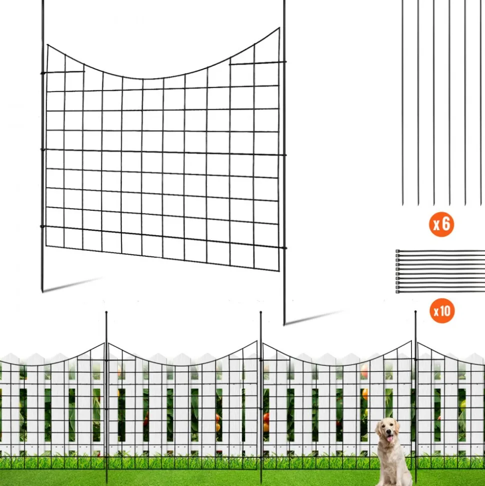 VEVOR Garden Fence, 36.6in(H) x29.5in(L) Animal Barrier Fence, Underground Decorative Garden Fencing with 2.5 Inch Spike Spacing, Metal Dog Fence for the Yard and Outdoor Patio, 5 Pack