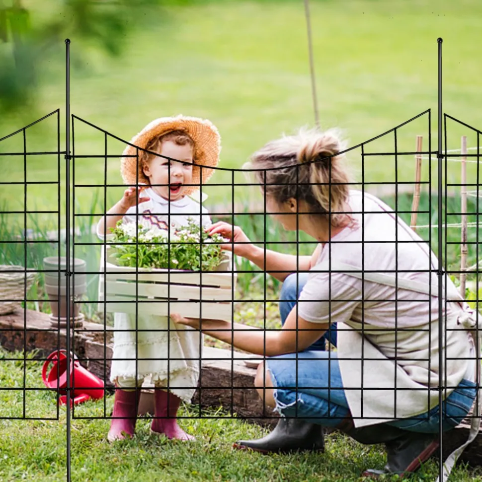 VEVOR Garden Fence, 36.6in(H) x29.5in(L) Animal Barrier Fence, Underground Decorative Garden Fencing with 2.5 Inch Spike Spacing, Metal Dog Fence for the Yard and Outdoor Patio, 5 Pack
