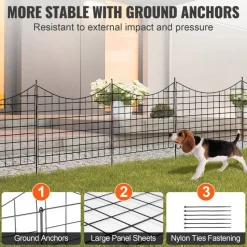 VEVOR Garden Fence, 36.6in(H) x29.5in(L) Animal Barrier Fence, Underground Decorative Garden Fencing with 2.5 Inch Spike Spacing, Metal Dog Fence for the Yard and Outdoor Patio, 5 Pack