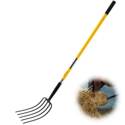 VEVOR Garden Fork, 5-Tine Gardening Pitchfork with Fiberglass Handle, 57 in Heavy Duty Digging Fork with Y Grip, Forged Steel Spading Fork for Hay Potato Composting Transplanting Aeration