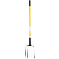 VEVOR Garden Fork, 5-Tine Gardening Pitchfork with Fiberglass Handle, 57 in Heavy Duty Digging Fork with Y Grip, Forged Steel Spading Fork for Hay Potato Composting Transplanting Aeration