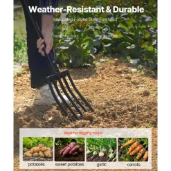 VEVOR Garden Fork, 5-Tine Gardening Pitchfork with Metal Handle, 41 in Heavy Duty Digging Fork with Y Grip, Forged Steel Spading Fork for Hay Potato Composting Transplanting Aeration