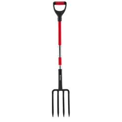 VEVOR Garden Fork, 4-Tine Gardening Pitchfork with Fiberglass Handle, 45 in Heavy Duty Digging Fork with Y Grip, Forged Steel Spading Fork for Hay Potato Composting Transplanting Aeration