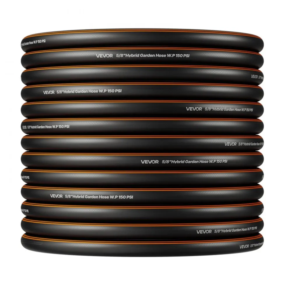 VEVOR Garden Hose, 100 ft 5/8" Heavy Duty 4-Layer Rubber Water Hose, 150PSI Working & 600PSI Burst, Flexible & Non-kink Outdoor Waterhose with 3/4" Fitting, Lightweight Hoses for Gardening Cleaning