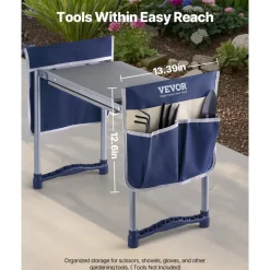 VEVOR Garden Kneeler and Seat, 11 in Wide Kneeling Pad, Heavy Duty Garden Kneeling Stool, Folding Garden Seat with 2 Tool Bags, Relieve Knee & Back Pain, Non-Slip Garden Bench for Women Grandparents