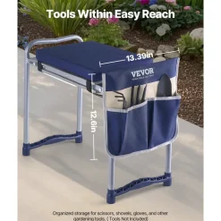 VEVOR Garden Kneeler and Seat, 11 in Wide Thick Kneeling Pad, Heavy Duty Garden Kneeling Stool, Folding Garden Seat with 1 Tool Bag, Relieve Knee & Back Pain, Non-Slip Garden Bench for Grandparents