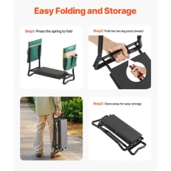 VEVOR Garden Kneeler and Seat, 8 in Wide Kneeling Pad, Heavy Duty Garden Kneeling Stool, Folding Garden Seat with 2 Tool Bags, Relieve Knee & Back Pain, Portable Garden Bench for Women Grandparents