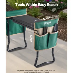 VEVOR Garden Kneeler and Seat, 8 in Wide Kneeling Pad, Heavy Duty Garden Kneeling Stool, Folding Garden Seat with 2 Tool Bags, Relieve Knee & Back Pain, Portable Garden Bench for Women Grandparents