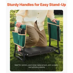 VEVOR Garden Kneeler and Seat, 8 in Wide Kneeling Pad, Heavy Duty Garden Kneeling Stool, Folding Garden Seat with 2 Tool Bags, Relieve Knee & Back Pain, Portable Garden Bench for Women Grandparents