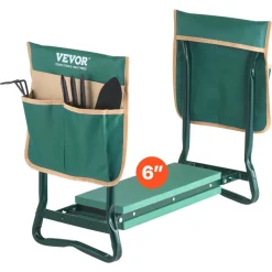 VEVOR Garden Kneeler and Seat, 6 in Wide Kneeling Pad, Heavy Duty Garden Kneeling Stool, Folding Garden Seat with 2 Tool Bags, Relieve Knee & Back Pain, Portable Garden Bench for Women Grandparents