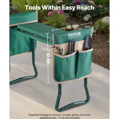 VEVOR Garden Kneeler and Seat, 6 in Wide Kneeling Pad, Heavy Duty Garden Kneeling Stool, Folding Garden Seat with 2 Tool Bags, Relieve Knee & Back Pain, Portable Garden Bench for Women Grandparents