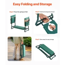 VEVOR Garden Kneeler and Seat, 6 in Wide Kneeling Pad, Heavy Duty Garden Kneeling Stool, Folding Garden Seat with 2 Tool Bags, Relieve Knee & Back Pain, Portable Garden Bench for Women Grandparents