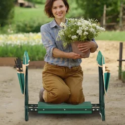 VEVOR Garden Kneeler and Seat, 6 in Wide Kneeling Pad, Heavy Duty Garden Kneeling Stool, Folding Garden Seat with 2 Tool Bags, Relieve Knee & Back Pain, Portable Garden Bench for Women Grandparents
