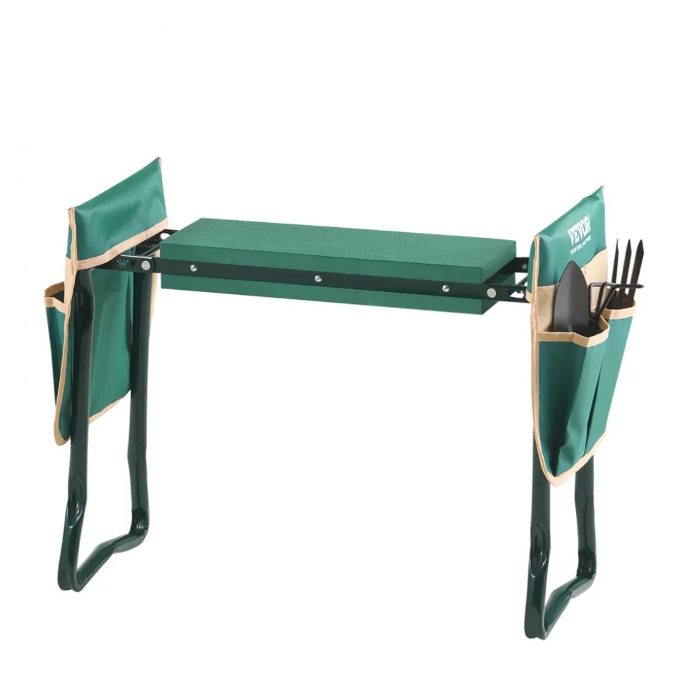 VEVOR Garden Kneeler and Seat, 6 in Wide Kneeling Pad, Heavy Duty Garden Kneeling Stool, Folding Garden Seat with 2 Tool Bags, Relieve Knee & Back Pain, Portable Garden Bench for Women Grandparents
