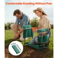 VEVOR Garden Kneeler and Seat, 6 in Wide Kneeling Pad, Heavy Duty Garden Kneeling Stool, Folding Garden Seat with 2 Tool Bags, Relieve Knee & Back Pain, Portable Garden Bench for Women Grandparents