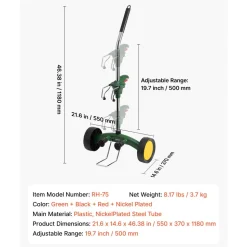 VEVOR Garden Pot Mover, Heavy Duty Plant Dolly Cart with Adjustable Grabbing Arm, Max 143 LBS Weight Capacity, Potted Plant Mover Dolly with Suction Cup and Secure Lock, Fits for Indoor & Outdoor Use