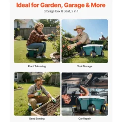 VEVOR Garden Scooter with Seat, 2 in 1 Rolling Garden Cart with Storage Bin, Supports up to 227 lbs, Outdoor Wagon, Lightweight Storage Gardening Stool for Yard Weeding Planting