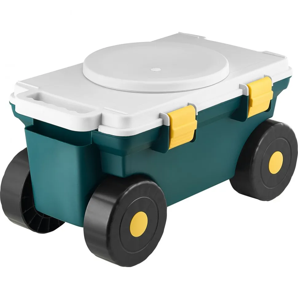 VEVOR Garden Scooter with Seat, 2 in 1 Rolling Garden Cart with Storage Bin, Supports up to 227 lbs, Outdoor Wagon, Lightweight Storage Gardening Stool for Yard Weeding Planting
