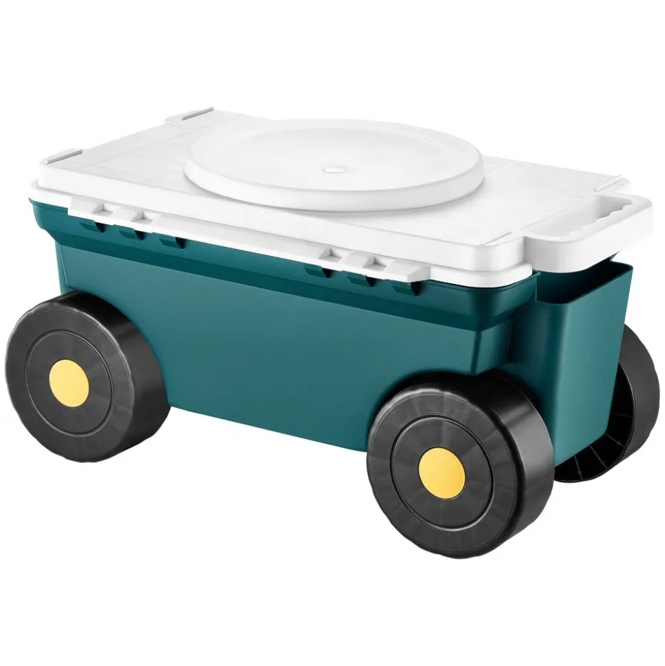 VEVOR Garden Scooter with Seat, 2 in 1 Rolling Garden Cart with Storage Bin, Supports up to 227 lbs, Outdoor Wagon, Lightweight Storage Gardening Stool for Yard Weeding Planting