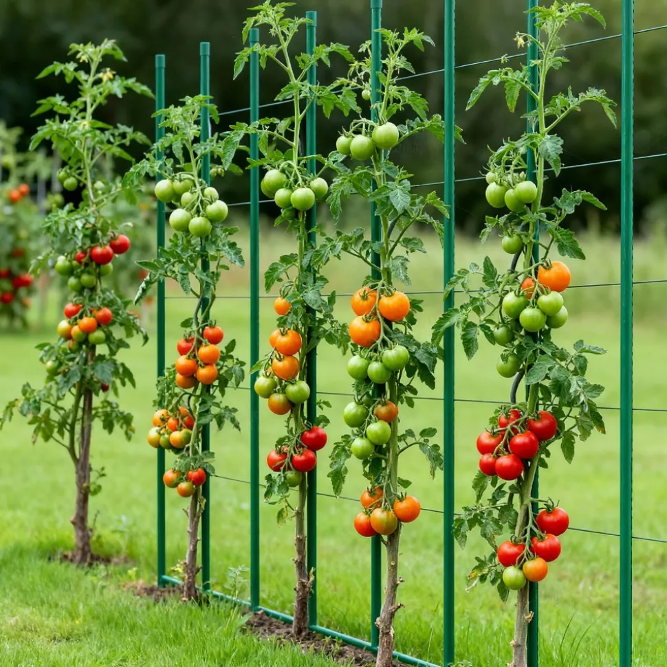 VEVOR Garden Stakes, 50 Pack, 70.87 inch, Plastic Coated Metal Tomato Stakes, Garden Sticks for Plants Support, with Pointed End and Non-Slip Bumps for Growing Climbing Plants, Outdoor Vegetables