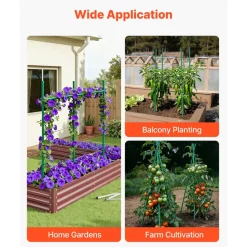 VEVOR Garden Stakes, 50 Pack, 46.06 inch, Plastic Coated Metal Tomato Stakes, Garden Sticks for Plants Support, with Pointed End and Non-Slip Bumps for Growing Climbing Plants, Outdoor Vegetables