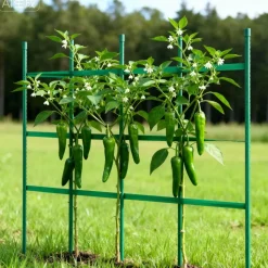 VEVOR Garden Stakes, 50 Pack, 46.06 inch, Plastic Coated Metal Tomato Stakes, Garden Sticks for Plants Support, with Pointed End and Non-Slip Bumps for Growing Climbing Plants, Outdoor Vegetables