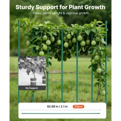 VEVOR Garden Stakes, 25 Pack, 82.68 inch, Plastic Coated Metal Tomato Stakes, Garden Sticks for Plants Support, with Pointed End and Non-Slip Bumps for Growing Climbing Plants, Outdoor Vegetables