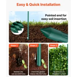 VEVOR Garden Stakes, 25 Pack, 82.68 inch, Plastic Coated Metal Tomato Stakes, Garden Sticks for Plants Support, with Pointed End and Non-Slip Bumps for Growing Climbing Plants, Outdoor Vegetables