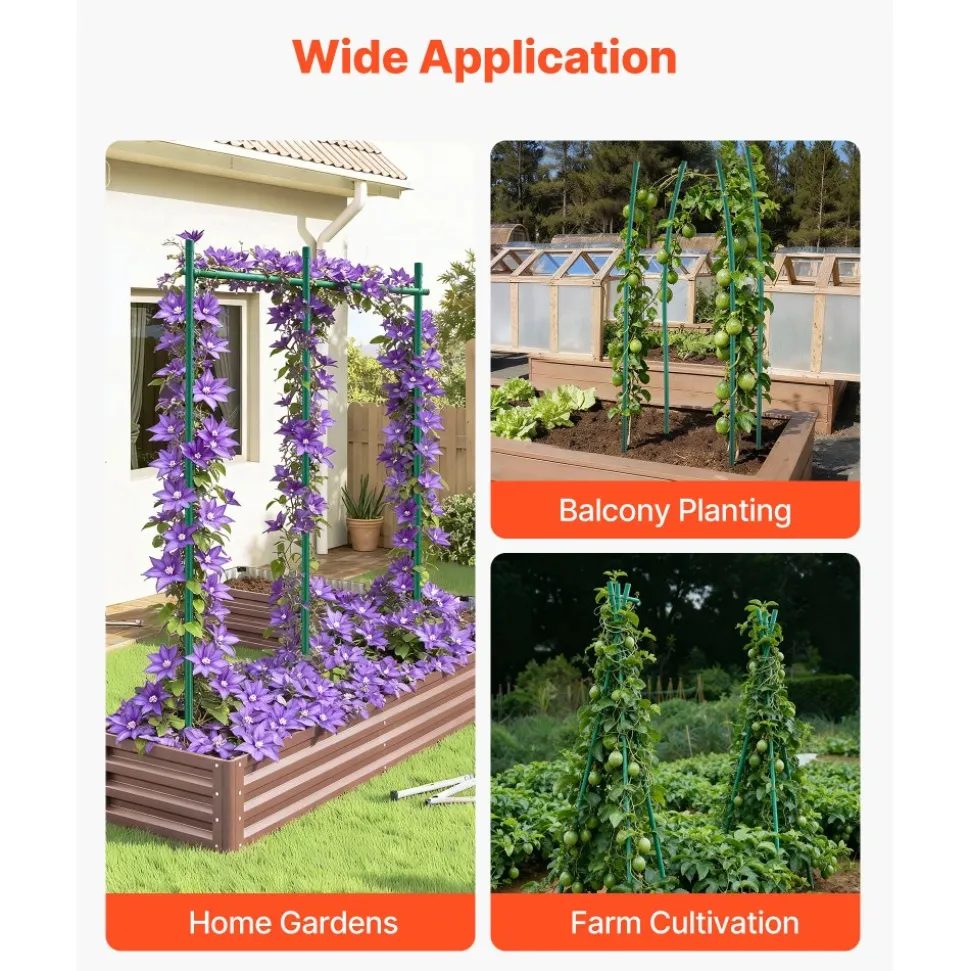 VEVOR Garden Stakes, 25 Pack, 82.68 inch, Plastic Coated Metal Tomato Stakes, Garden Sticks for Plants Support, with Pointed End and Non-Slip Bumps for Growing Climbing Plants, Outdoor Vegetables