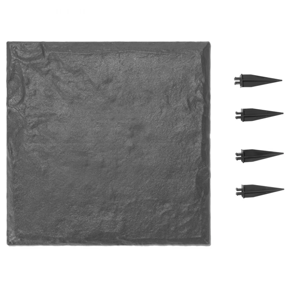 VEVOR Garden Stepping Stones, 4Pcs 15.5 x 15.5 in, Decorative Stepping Stones with Stakes, Weather-Resistant Plastic Pathway Pavers, Smooth Surface, Outdoor Walkway for Lawn Patio Landscape, Grey