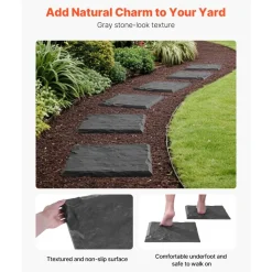 VEVOR Garden Stepping Stones, 4Pcs 15.5 x 15.5 in, Decorative Stepping Stones with Stakes, Weather-Resistant Plastic Pathway Pavers, Smooth Surface, Outdoor Walkway for Lawn Patio Landscape, Grey