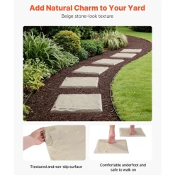 VEVOR Garden Stepping Stones, 16Pcs 15.5 x 15.5 in, Decorative Stepping Stones with Stakes, Weather-Resistant Plastic Pathway Pavers, Smooth Surface, Outdoor Walkway for Lawn Patio Landscape, Grey