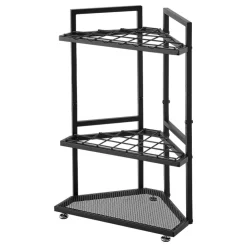 VEVOR Garden Tool Organizer for Corner, 17 Slots, Metal Garage Storage Rack, for Rakes/Shovels/Brooms, Yard Utility Tool Holder for Shed/Outdoor/Lawn Organization, Heavy-Duty Steel, with Hooks, Black