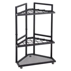 VEVOR Garden Tool Organizer for Corner, 17 Slots, Metal Garage Storage Rack, for Rakes/Shovels/Brooms, Yard Utility Tool Holder for Shed/Outdoor/Lawn Organization, Heavy-Duty Steel, with Hooks, Black