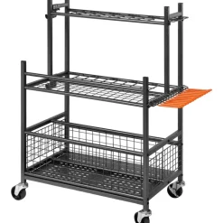 VEVOR Garden Tool Organizer, 16 Slots with Hooks, Yard Tool Tower Rack with Wheels for Garage Organization and Storage, Hold Long-Handled Tool/Rake/Broom, Metal Tool Stand Holder for Shed, Outdoor