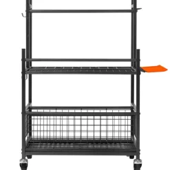 VEVOR Garden Tool Organizer, 16 Slots with Hooks, Yard Tool Tower Rack with Wheels for Garage Organization and Storage, Hold Long-Handled Tool/Rake/Broom, Metal Tool Stand Holder for Shed, Outdoor